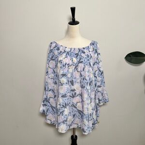 Hope & Harlow Floral Flowy Peasant Blouse 2X